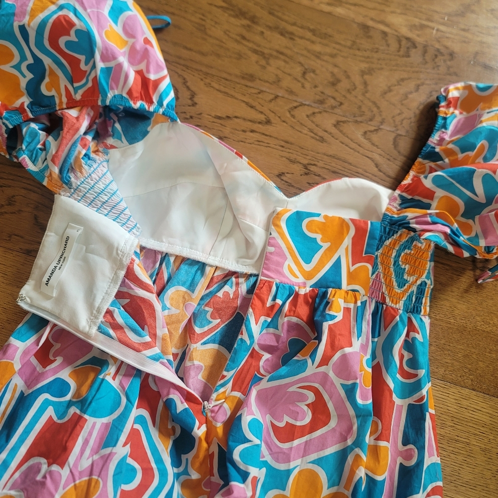Amanda Uprichard Sicily Mini Dress Bright Colorful Orange Blue Size XS - Picture 12 of 12